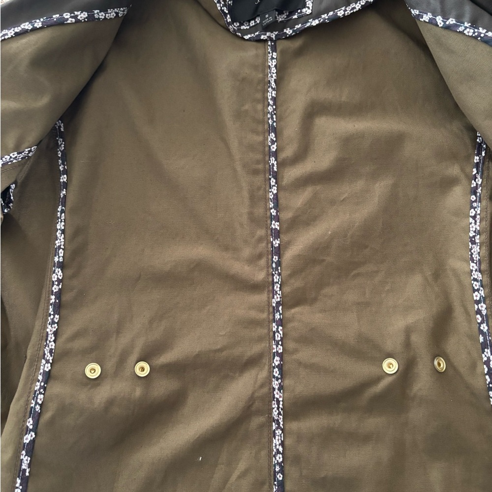 J Crew Barn Jacket with Liberty Floral Print Olive Green Small Like New - Picture 8 of 14